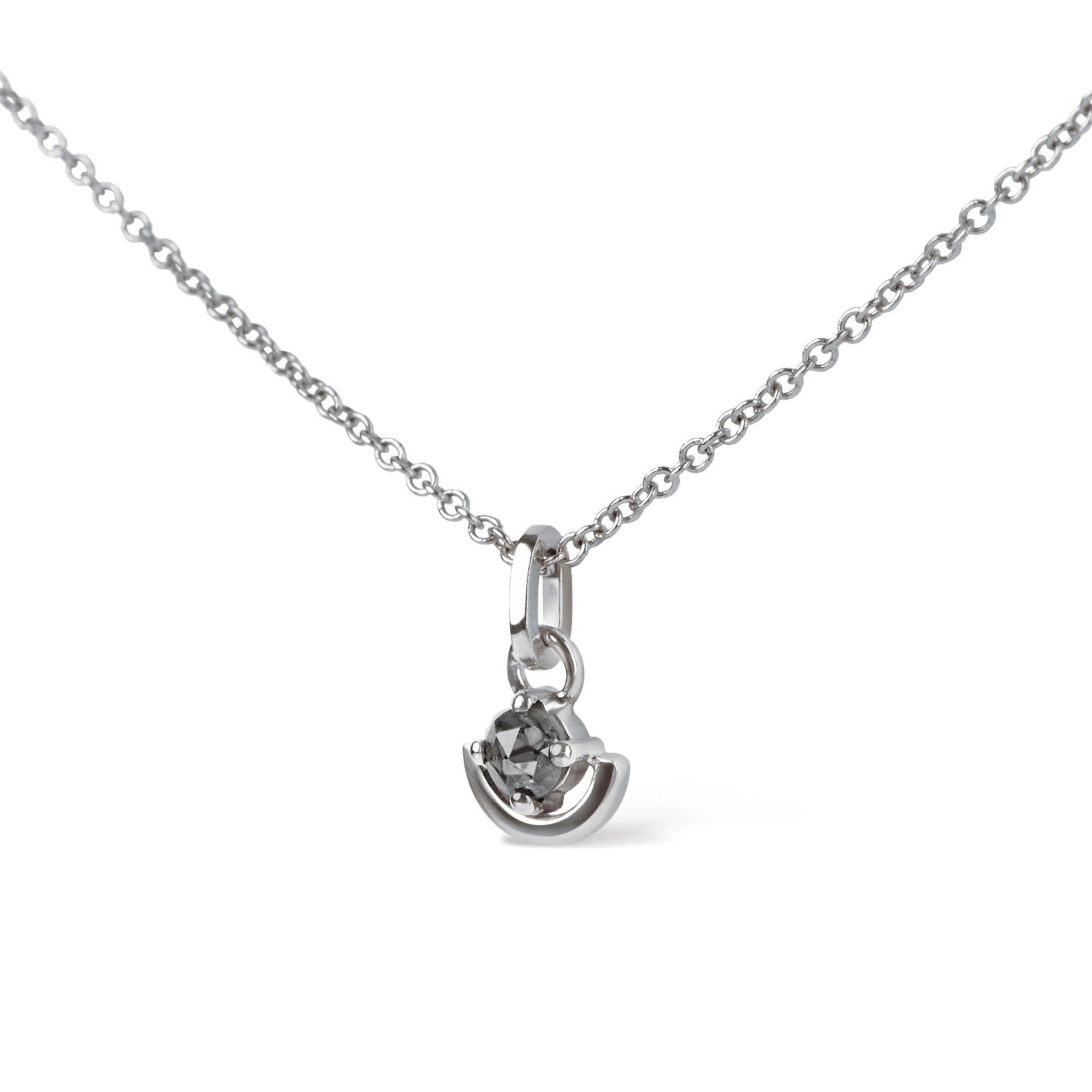 Cradled Diamond Necklace, 14k White Gold YūMono
