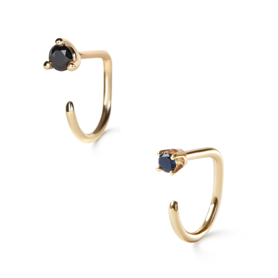 Claw Asymmetric Earring Pair, Black Diamond