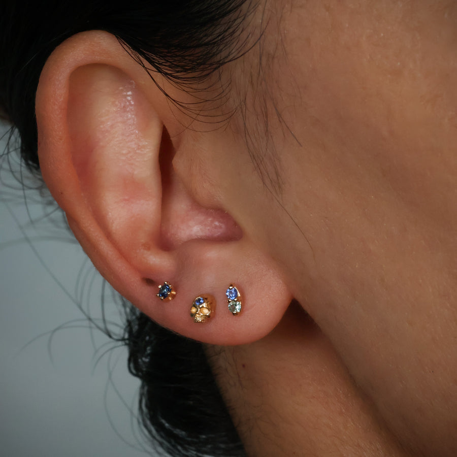 The Sojourner Flat Back Stud, Sapphire