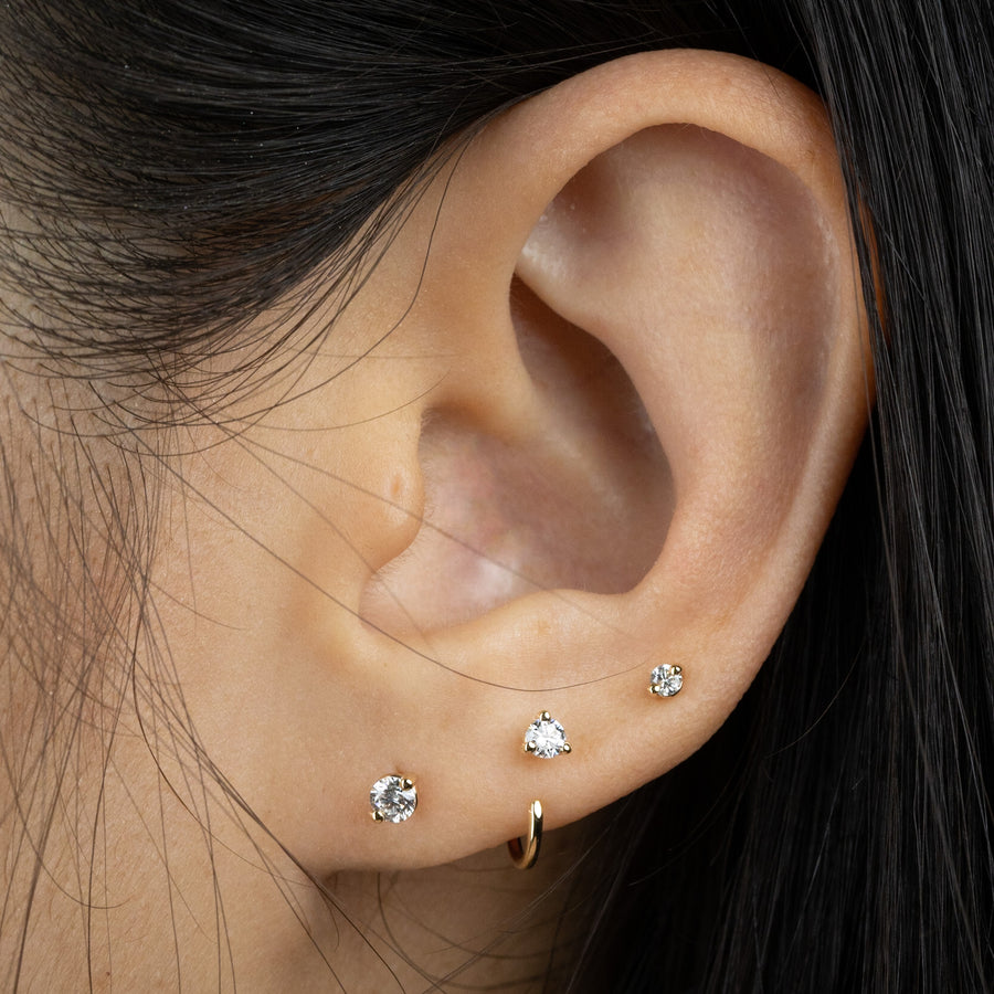 Diamond Pinch Flat Back Stud Earring, 2mm