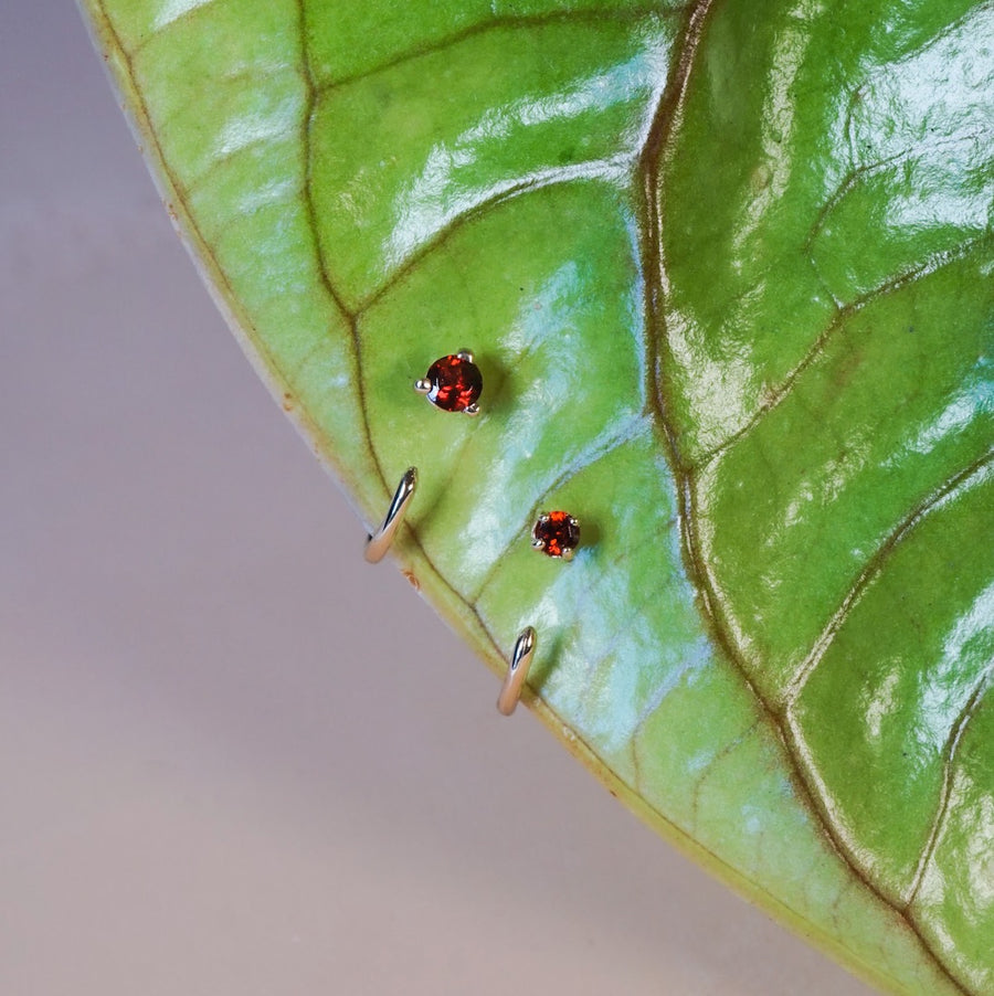 Claw Asymmetric Earring Pair, Garnet