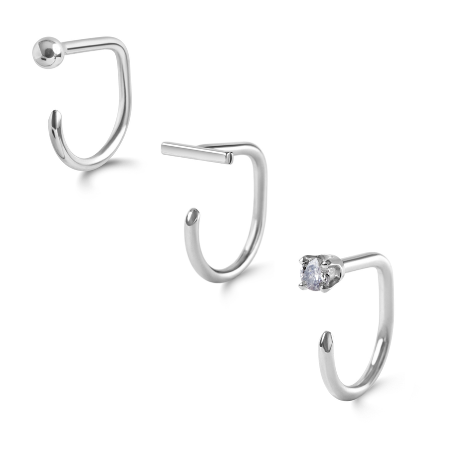 Claw Earring Set, White Gold