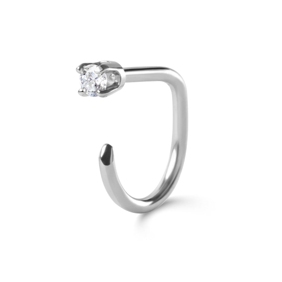 Small Diamond Claw Earring, 14k White Gold