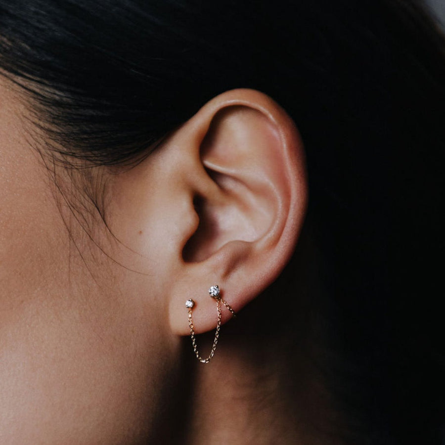 Diamond Pinch Asymmetric Flat Back Earring Pair